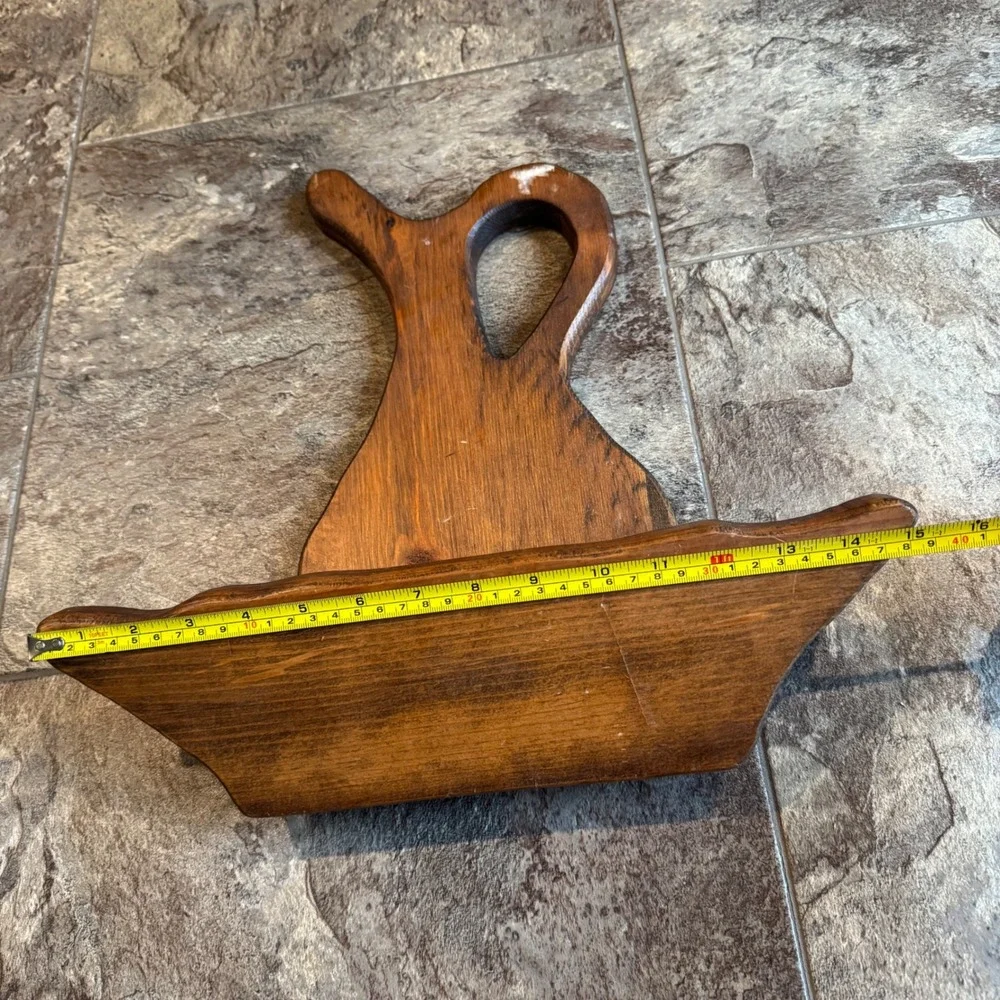 Vintage Cottagecore Farm Rustic‎ Primitive Wood Flower Pitcher Vase Wall Shelf